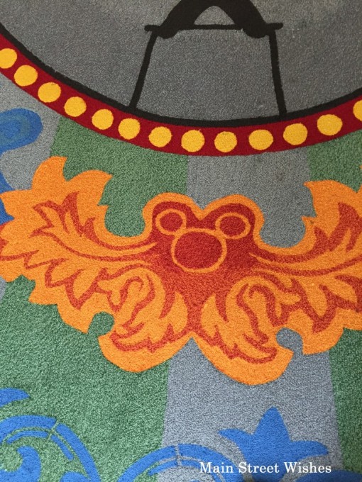 Hidden Mickeys were all over the carpet at the Boardwalk Villas.