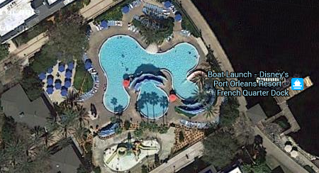 The pool at Port Orleans French Quarter. You can see the sea serpent slide.